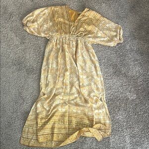 Taylor Gold and Cream Patterned Maxi Dress